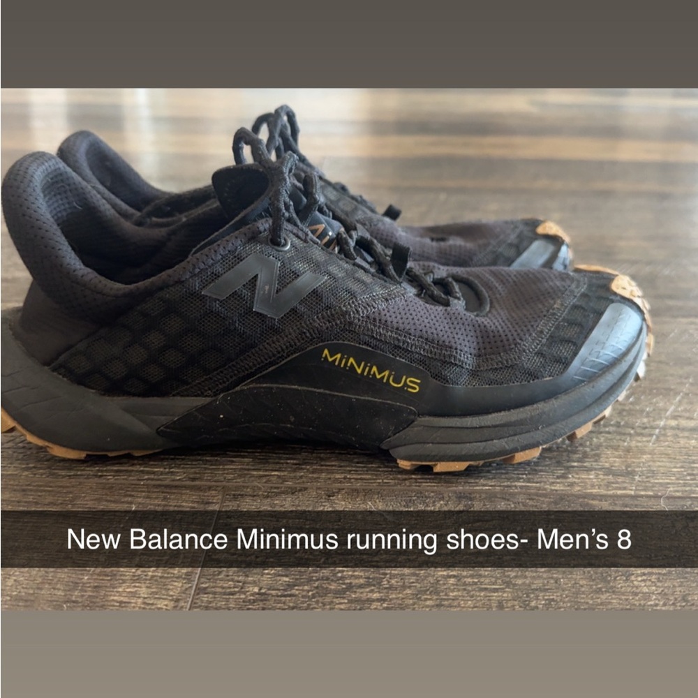 New Balance Minimus Black and Gold Athletic Shoes